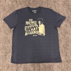 Bob Ross Happy Accidents Blue Short Sleeve Cotton Blend T-Shirt Men's 2XL